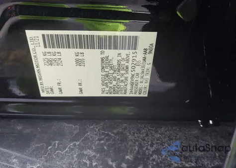 2022 Nissan Maxima Sr Xtronic Cvt z USA, uszkodzony, nr VIN 1N4AA6EV9NC502915